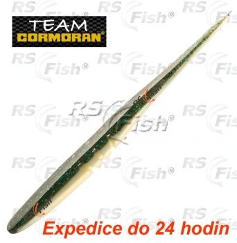 Dropshot bait TC Slick Worm SB5 - color green pearl flitter